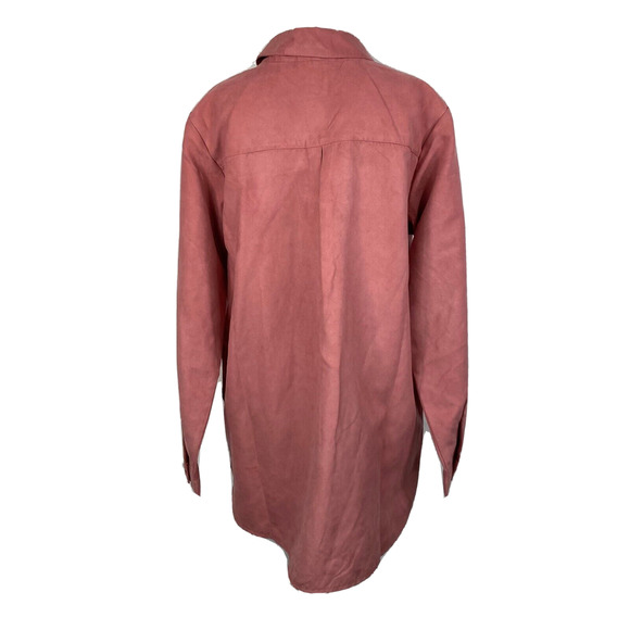 Joan‎ Rivers Shirt Womens Sz S Pink Microsuede Button Up Collared Blouse - Picture 5 of 13